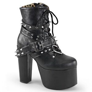 Torment-700 Black Vegan Leather 5.5" Spiked Heel Boot Women’s size 8